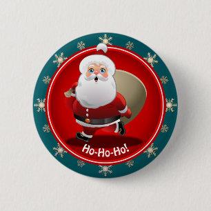 Badge Rond 5 Cm Le père noël drôle avec un sac plein des cadeau