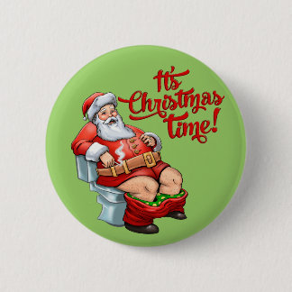 Badge Rond 5 Cm Le père noël drôle ayant Noël approximatif