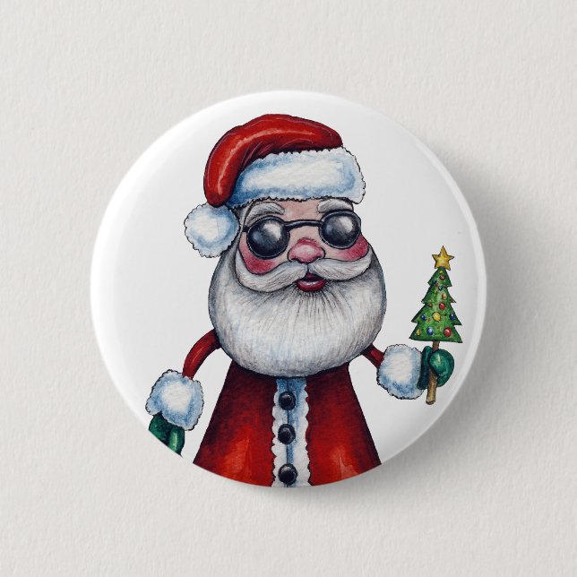 Badge Rond 5 Cm Le père noël frais (Devant)