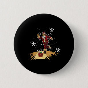 Badge Rond 5 Cm Le Père Noël Joue Au Bowling - Cadeau De Noël Pour