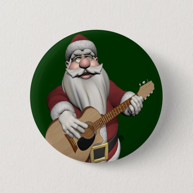 Badge Rond 5 Cm Le Père Noël Musical Jouant Des Chansons De Noël (Devant)