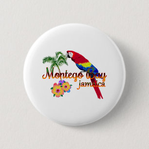 Badge Rond 5 Cm Le perroquet tropical jamaïcain de Montego Bay