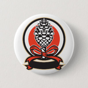 Badge Rond 5 Cm Le personnel de cône de pin de Thyrsus laisse