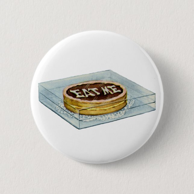 Badge Rond 5 Cm Le Petit Gâteau M'A Dit Mange, Alors Alice L'A Fai (Devant)