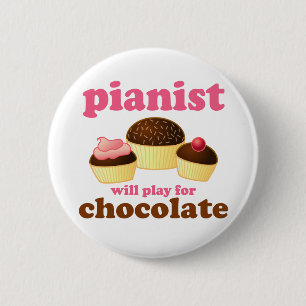Badge Rond 5 Cm Le piano drôle jouera pour le bouton de chocolat