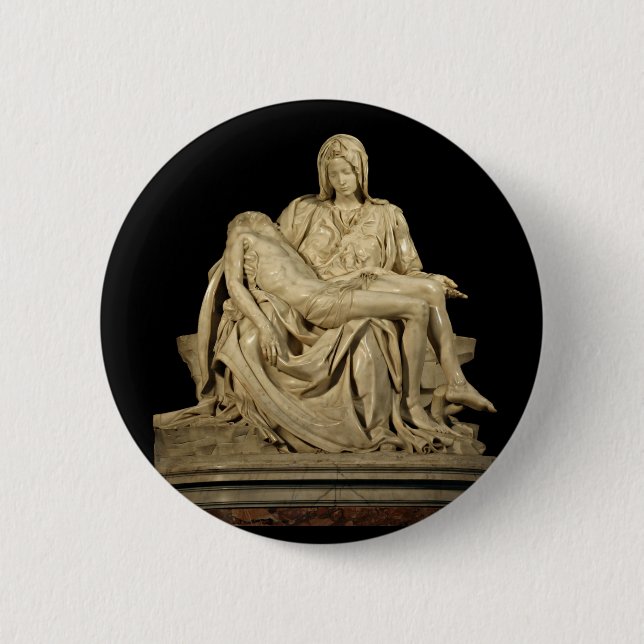 Badge Rond 5 Cm Le Pieta de Michaël Angelo (Devant)