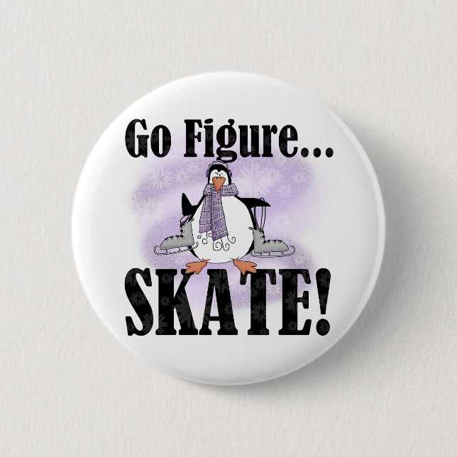 Badge Rond 5 Cm Le pingouin vont figure patin (Devant)
