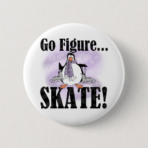 Badge Rond 5 Cm Le pingouin vont figure patin