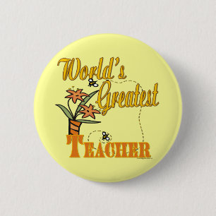 Badge Rond 5 Cm Le plus grand professeur du monde floral