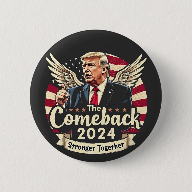 Badge Rond 5 Cm Le plus grand retour 2024 plus fort de Trump (Devant)