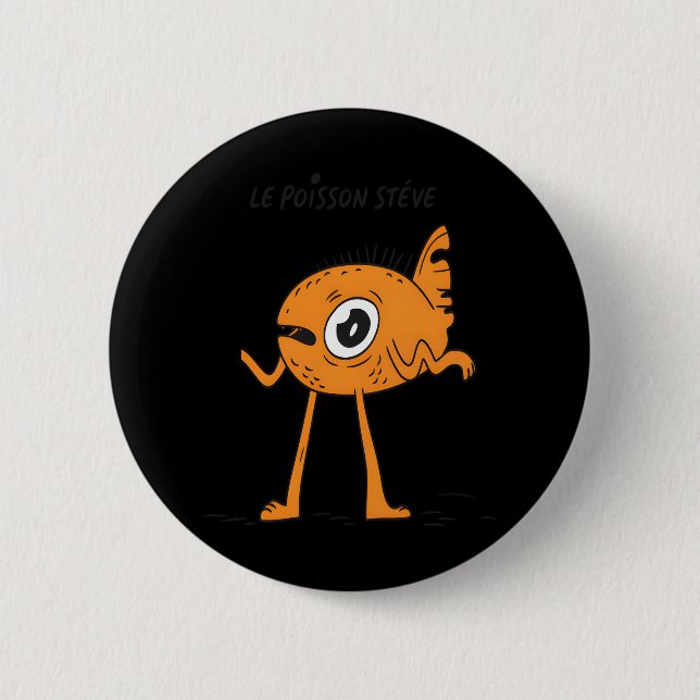 Badge Rond 5 Cm Le Poisson Steve Cute & Funny (Devant)