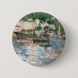 Badge Rond 5 Cm Le Port, Nice par Berthe Morisot, Art Vintage