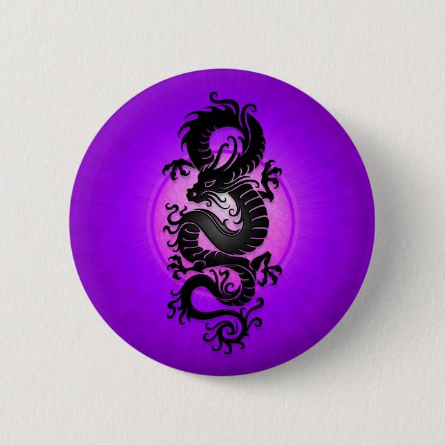 Badge Rond 5 Cm Le pourpre a éclaté le dragon chinois (Devant)