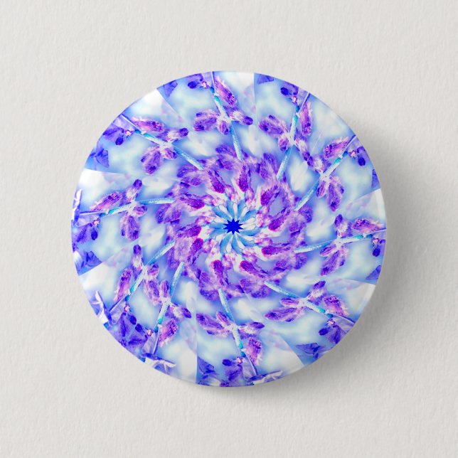 Badge Rond 5 Cm Le pourpre fleurit le mandala (Devant)