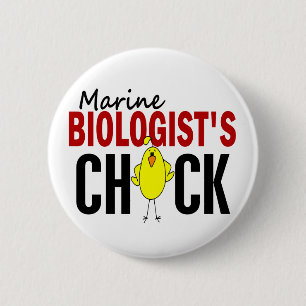 BADGE ROND 5 CM LE POUSSIN DU BIOLOGISTE MARIN