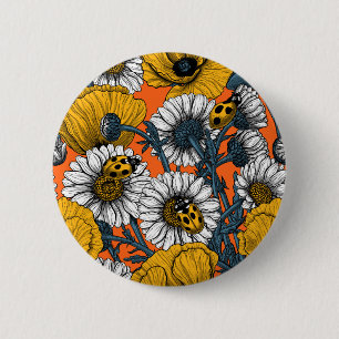 Badge Rond 5 Cm Le pré en jaune et bleu