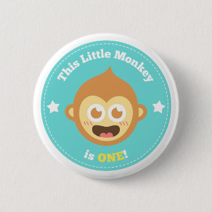 Badge Rond 5 Cm Le premier anniversaire, petit singe est un