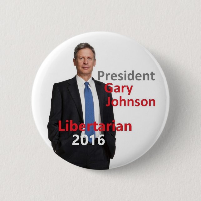 Badge Rond 5 Cm Le Président 2016 de Gary JOHNSON Button (Devant)
