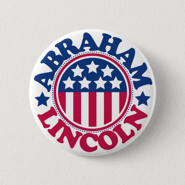 Badge Rond 5 Cm Le Président Abraham Lincoln des USA (Devant)