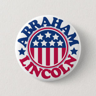 Badge Rond 5 Cm Le Président Abraham Lincoln des USA