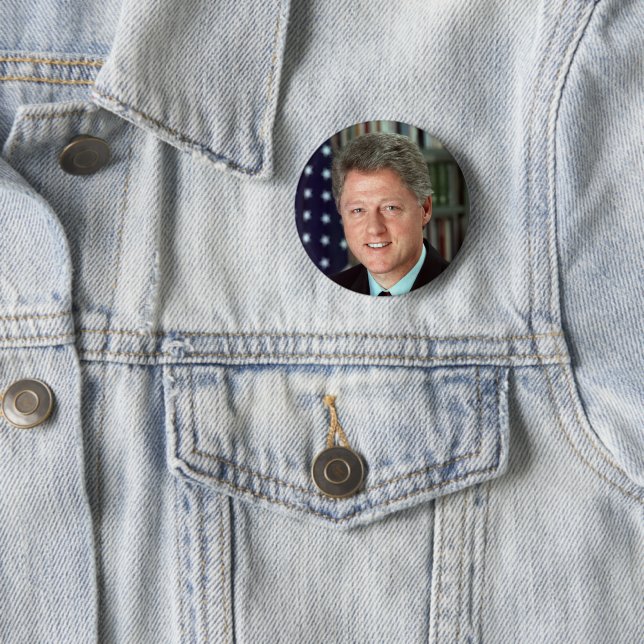Badge Rond 5 Cm Le président Bill Clinton - Portrait officiel du d (En situation)