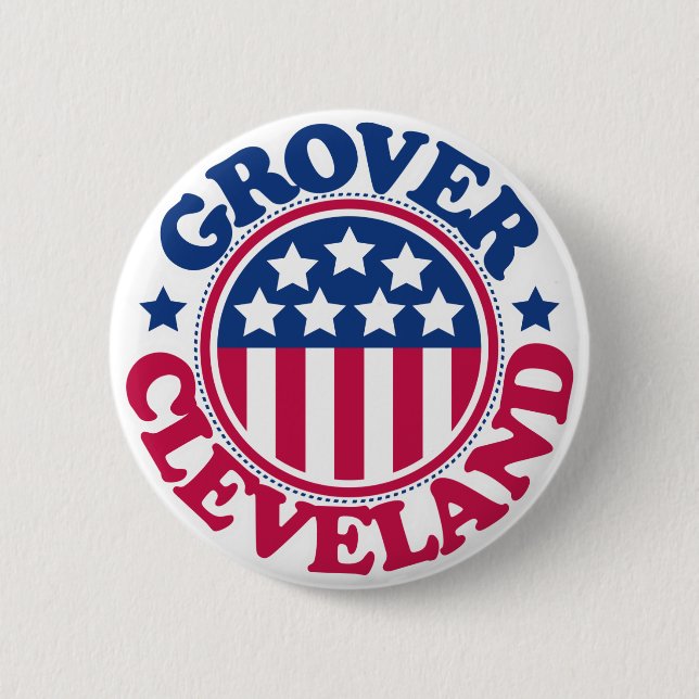 Badge Rond 5 Cm Le Président Grover Cleveland des USA (Devant)