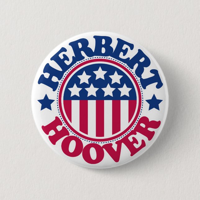 Badge Rond 5 Cm Le Président Herbert Hoover des USA (Devant)