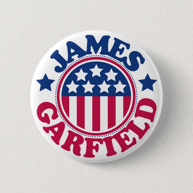 Badge Rond 5 Cm Le Président James Garfield des USA (Devant)