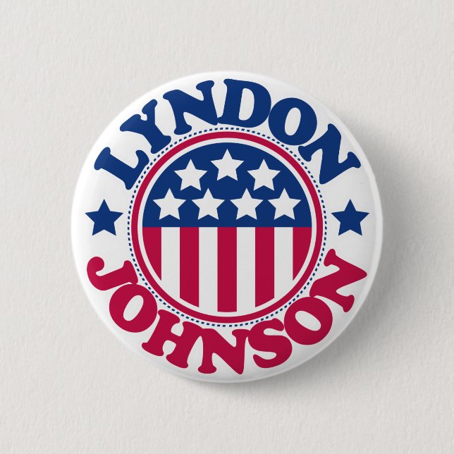 Badge Rond 5 Cm Le Président Lyndon Johnson des USA (Devant)