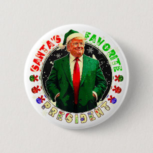 Badge Rond 5 Cm Le président préféré du Père Noël drôle Trump Noël