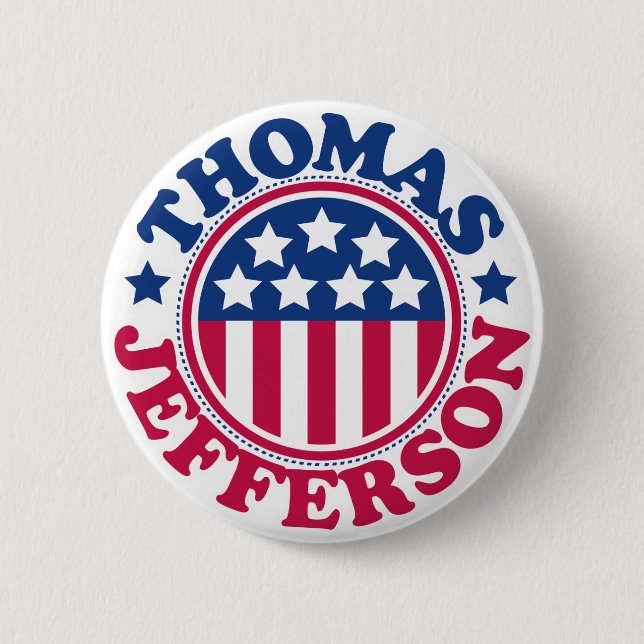 Badge Rond 5 Cm Le Président Thomas Jefferson des USA (Devant)