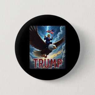 Badge Rond 5 Cm Le Président Trump Monte Un Aigle. Politique patri