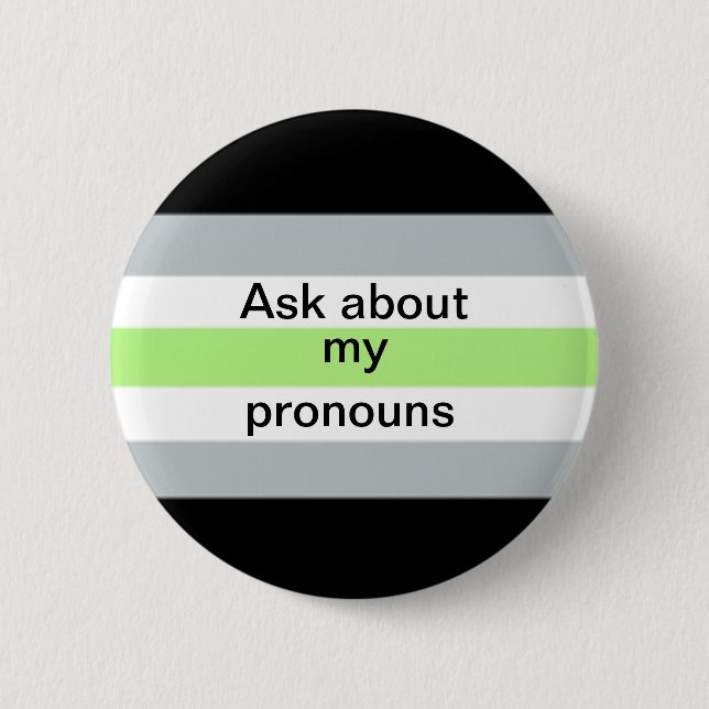 Badge Rond 5 Cm Le pronom d'Agender demandent le bouton (Devant)