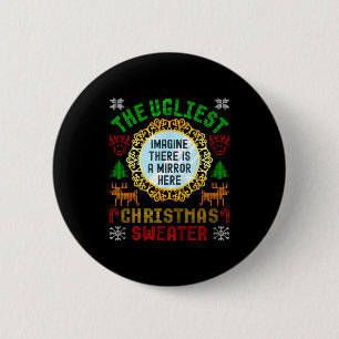 Badge Rond 5 Cm Le pull de Noël le plus laid avec une image de A M