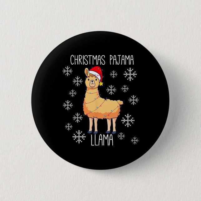 Badge Rond 5 Cm Le pyjama de Noël Llama (Devant)
