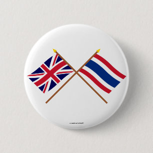 Badge Rond 5 Cm Le R-U et les drapeaux croisés par Thaïlande