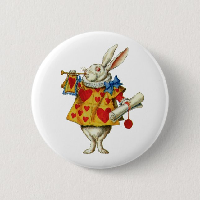 BADGE ROND 5 CM LE RABBIT BLANC DE ALICE (Devant)