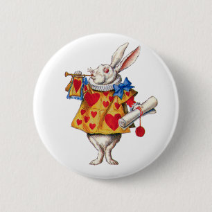 BADGE ROND 5 CM LE RABIT BLANC D'ALICE AU WONDERLAND