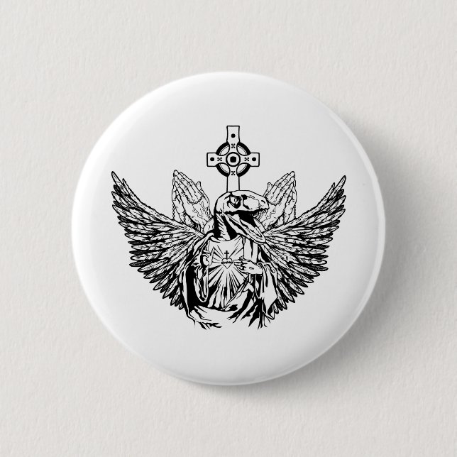 Badge Rond 5 Cm Le Raptor Jésus t'aime (Devant)