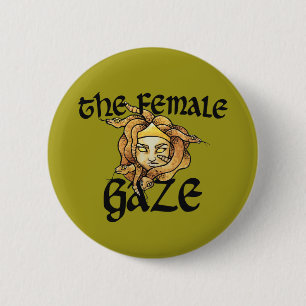 Badge Rond 5 Cm Le Regard Féminin Méduse Serpents Humour Féministe