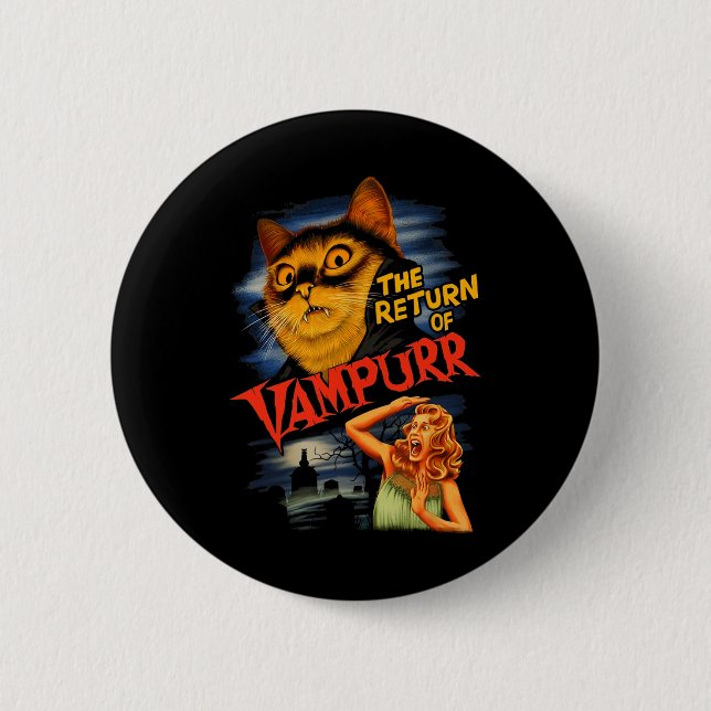Badge Rond 5 Cm Le Retour De Vampurr Drôle Chat (Devant)