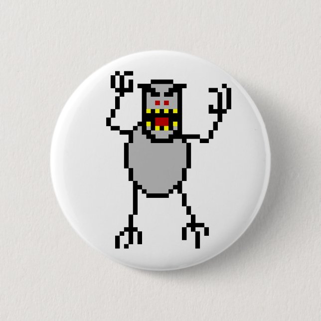 Badge Rond 5 Cm le rétro ski à 8 bits libèrent le yeti (Devant)