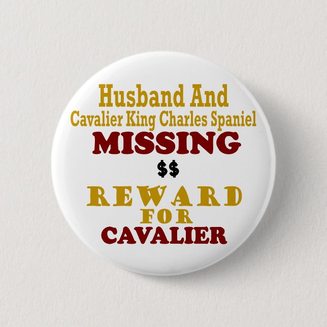 Badge Rond 5 Cm Le Roi cavalier Charles et récompense absente FO (Devant)