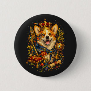 Badge Rond 5 Cm Le Roi Corgi