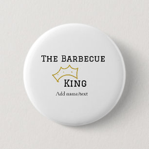 Badge Rond 5 Cm Le roi du barbecue couronne ajoutez le nom texte c