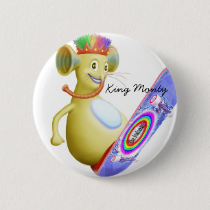 Badge Rond 5 Cm Le Roi Monty sur le panneau de patin