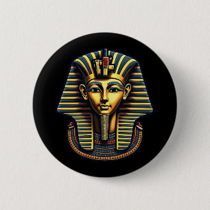 Badge Rond 5 Cm Le roi Pharaon Toutankhamon Pharaon Ancien Égyptie
