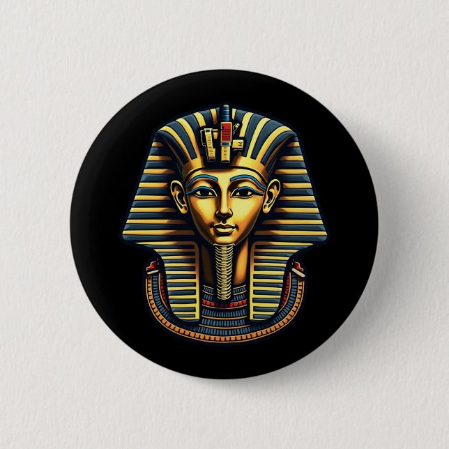 Badge Rond 5 Cm Le roi Pharaon Toutankhamon Pharaon Ancien Égyptie (Devant)