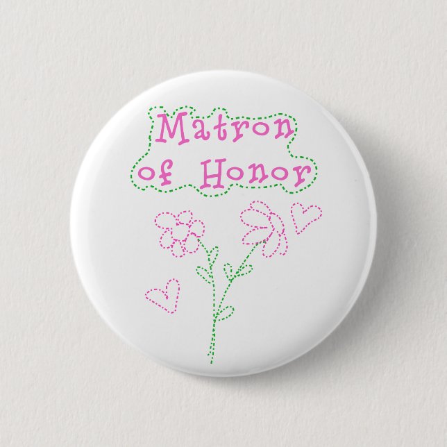 Badge Rond 5 Cm Le rose fleurit dame de honneur (Devant)