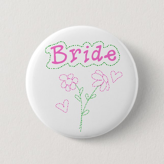 Badge Rond 5 Cm Le rose fleurit la jeune mariée (Devant)